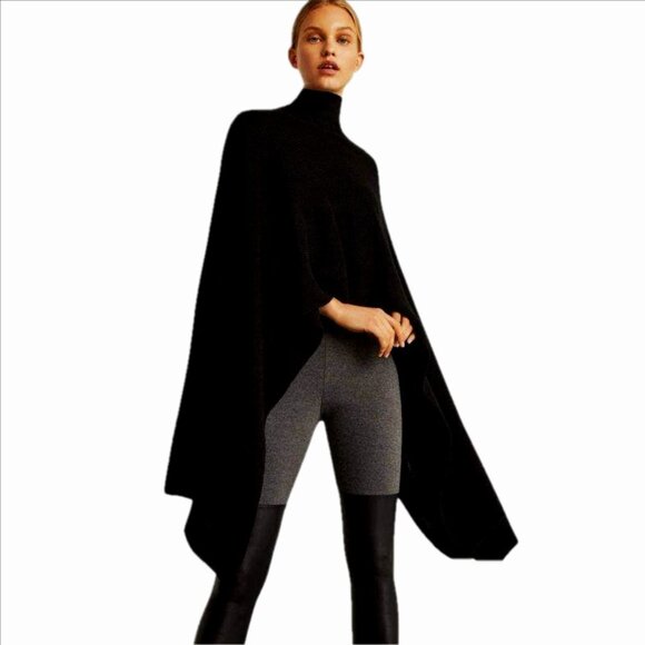 BCBGMaxAzria Asymmetrical Turtleneck Ribbed Poncho, OS (NWT) - Picture 1 of 7